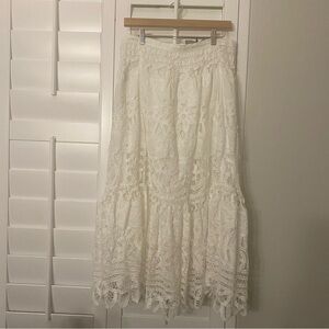 Polo by Ralph Lauren NWT White Zip Embroidered Lace Lined Maxi Skirt Sz 8